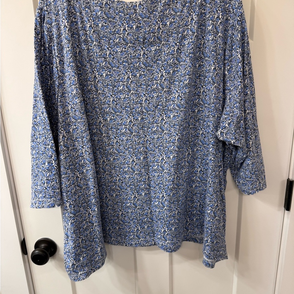 Croft & Barrow Blue Patterned Long Sleeve Tee